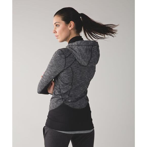 Lululemon Daily Practice Jacket Coco Pique Black White Rose Gold Zipper Size 8 - Picture 5 of 14